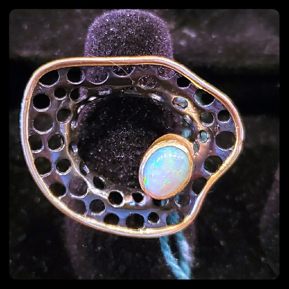 One of a kind opal sterling silver ring